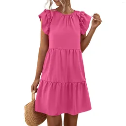 Casual Dresses Women'S Fashion Sexy Versatile Elegant Round Neck Solid Color Dress For Women Summer