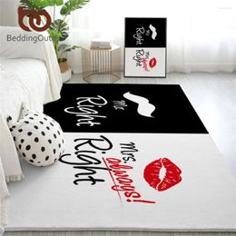 Carpets BeddingOutlet Mr And Mrs Large Carpet For Living Room Right Floor Mat Moustaches Red Lips Area Rug Couple Dropship