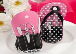 100pcs Wedding Favours gifts Flower FlipFlop Manicure Set white dot slipper shape nail care set DHL 6962717