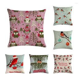 Pillow Christmas Greetings Happy Holiday Candinala Bird Pattern Cover Throw Case Kids Bed Decorative Arts GIFT H723