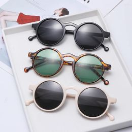 Outdoor Eyewear Korean Style Driving Brand Designer Small Frame Round Sunglasses For Women Leopard Black Glasses Vintage Sun