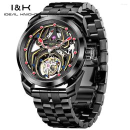 Wristwatches Ideal Knight Luminous Men Watch Tourbillon Movement Mechanical Top Luxury Multi Strap Gift Box 316L Precision Steel Strip