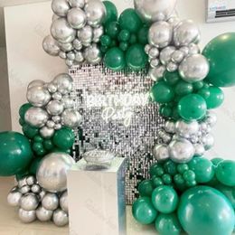 Party Decoration Metaillc Silver Green Balloons Garland Kit Birthday Ballons Adults 30th 40th Anniversary