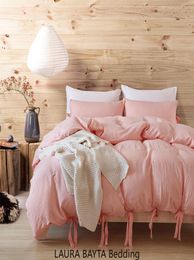 Grey Colour Lace King Size Europe Bedding Set Luxury Duvet Cover Pillowcase Sets Queen Pink Bedding 3pcs Bed Comforter Bed Linen7492172