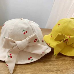 Caps Hats Fashion Cute Bows Kids Hat Fruit Printed Children Girl Bucket Cap Spring Summer Soft Cotton Outdoor Fisherman Sun Hat New