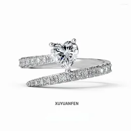 Cluster Rings XUYUANFEN European And American S925 Ring Women's Volleyball Team Diamond Heart Design Sense Fashion Versatile