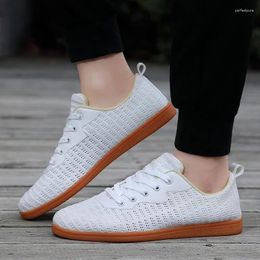 Casual Shoes For Men 2024 Fashion Lace Up Men's Vulcanize Spring Solid Net Cloth Breathable Low-heeled Outdoor Sneakers