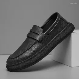 Casual Shoes Minimalist Loafers Wear-resistant Soles Men's Genuine Leather Soft Business Office Driving