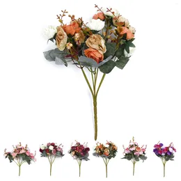 Decorative Flowers 21 Head 1 Bouquet Artificial Rose Flower For Bridal Wedding Party Home/office Decorations Non Fading Eternal