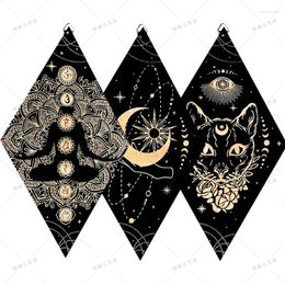Decorative Figurines Rural Bohemian Wall Decoration Sun Moon Yoga Diamond Wood Eye Sign Triangle Pendulum Plate