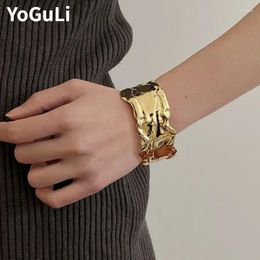 Bangle Modern Jewellery Hiphop Cool Design Irregular Bump Texture Wide Version Open Bracelets For Women Accessories Gifts Drop