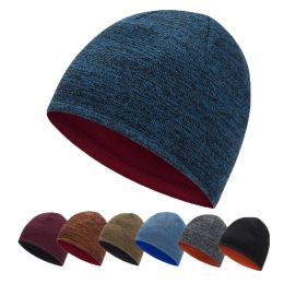 Men's trendy warm ski beanie hat women's new outdoor fashion double-sided wearable thick autumn and winter knitted pullover hat