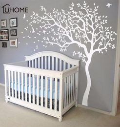 Large White Tree Birds Vintage Wall Decals Removable Nursery Mural Wall Stickers for Kids Living Room Decoration Home Decor Y200104943115