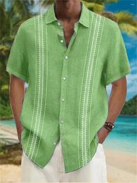 Men's Casual Shirts Shirt Summer 3D Printed Lines Short Sleeved Lapel Button Up Fashionable Hawaiian Vacation Clothing