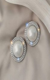 S1139 Fashion Jewelry S925 Silver Post Earrings Exaggerated Faux Pearl Rhinstone Stud Earrings8411164