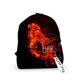 Backpack Hip Hop Flame Backpacks Boys/Girls Pupil School Bags 3D Print Keychains Oxford Waterproof Cute Small
