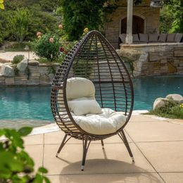 Camp Furniture Wicker Lounge Chair With Cushion Garden Swinging Multibrown Swing Set Terrace And Balancin Outdoor