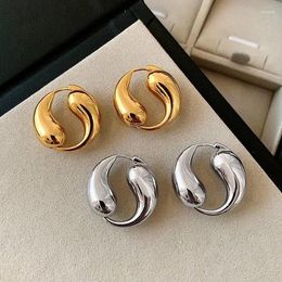 Hoop Earrings 5 Pairs 18K Gold Plated Taichi Shape Earring Solid Drop Beads Women Jewellery M99