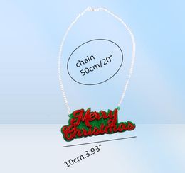 Acrylic Glitter Merry Christmas Letter Pendant Necklace for Women Man Chain Girls Kids Trendy Jewellery Cute Accessories18862265199310
