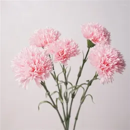 Decorative Flowers High Quality Simulation Carnations Branch Fake Artificial Carnation Pink White Red Flower Dining Table Decoration