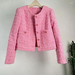 Women's Jackets High Quality French Elegant Small Fragrant Tweed For Women Wool Female Cardigan Sweet Plaid Coat Outerwear Casaco