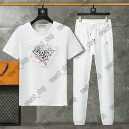 womens t-shirt pants tracksuits summer suits 2 pcs sets tshirts designer luxury sportsuits cotton geometric black white classic jogger