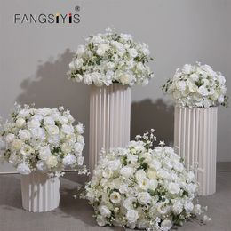 3040506070cm White Baby Breath Rose green leaf Artificial Flower Ball Wedding Table Centerpiece Deco Floral Event Party Prop 240429