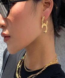 Tide Brand Stud Ins HipHop Kardashian Ken Bean Chain Earrings Plated 18K Gold Fashion AllMatch HighEnd Gift Jewelry1876334