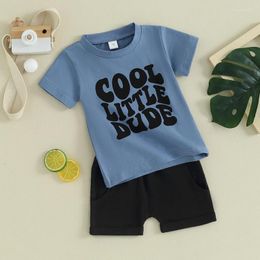 Clothing Sets Infant Baby Boy Summer Clothes Outfits Short Sleeve Letter T-Shirt Elastic Waist Shorts 2Pcs