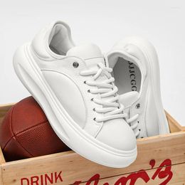 Casual Shoes Mens White Lace-up Genuine Leather Shoe Flats Platform Sneakers Brand Designer Youth Street Style Footwear Zapatos