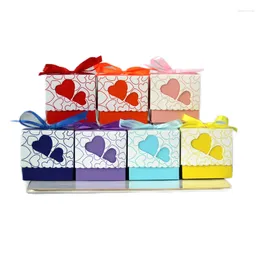 Gift Wrap 10/20/50Pcs Double Love Heart Candy Boxes Wedding Favor Gifts Packaging Bags With Ribbon Birthday