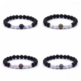 Strand 8mm Lava Rock Chakra Diffuser Natural Stone Yoga Beads Elastic Bracelet Bangle For Men Women