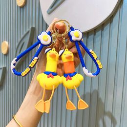 Cartoon Telescopic Long Necked Duck Bag Pendant Keychain Small Doll Car Pendant Gift Keychain Jewellery