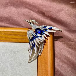 Brooches Crystal Fire Phoenix Bird For Women Men 5-color Enamel Flying Beauty Party Office Brooch Pin Gifts