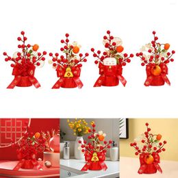 Decorative Flowers Chinese R Year Decoration Gift Lucky Tree Artificial Potted For China Spring Festival Office Birthday Graduation Wedding