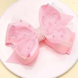 Hair Accessories Cute Girls Lace Clips Sweet Pink Pearl Bowknot Hairpins Kids Styling Tools Boutique Headwear