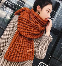 Scarves New winter Knitted scarf fashion women long scarves female vintage large shawl soft warm pashmina thickened wool scarf T228904449