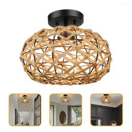 Ceiling Lights Simple Light Modern Style Household Rope Wood Pendant Lamp Fixtures