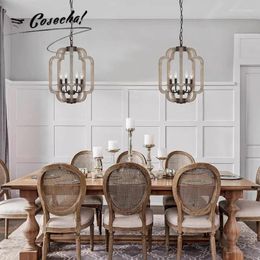 Chandeliers Rustic American Country Style Chadelier Retro Wooden El Restaurant Chandelier Corridor Entrance Hollow Bedroom Ceiling Lamp