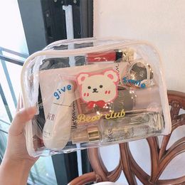 Cosmetic Bags Women Bag Organza Transparent Kawaii Makeup Clear Zipper Cute Travel Handbag Girl Ins Fashion Large-capacity Pencil Box