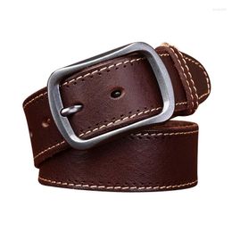Belts Pure Cowhide 3.8cm Wide Hand-washed Retro Distressed Youth Belt For Men Genuine Leather Pin Buckle Casual Male Jeans