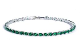 Fashion Cubic Zirconia Green Tennis Bracelet For Women Men Silver Color Hand CZ Chain Homme Jewelry4564809