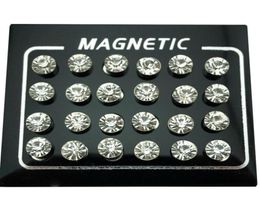 Stud REGELIN 12 Pair lot 4 5 6 7mm Round Crystal Rhinestone Magnet Earring Puck Women Mens Magnetic Fake Ear Plug Jewelry229S2709787