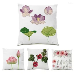 Pillow Ornamental Simple Print Living Room Vintage 45x45 Covers Decoration Home Decor Flower Polyester Linen Cover E0753