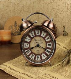 Classic Vintage Style Metal Dual Bell Ring Design Alarm Clock Desk Table Clock Creative European style6398932