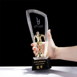 Customized Crystal Trophy Basketball Trophy Football Badminton Table Tennis Golf Bicycle Diving Metal Trophy 240428