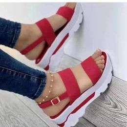 Dress Shoes Summer Womens Wedge Thick Sole Women's Sandals Casual And Comfortable Low Heel Fashionable Roman