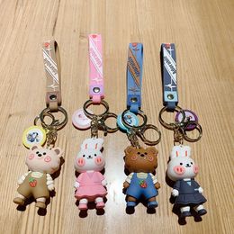 2024 Little Bear Doll Cute Couple Keychain Rabbit Car Key Pendant Doll Creative Bag Pendant Keychain