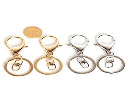 50PCS 33mm High Quality Gold Silver Lobster Clasp Clips Key Hook Keychain Split Key Ring Keychains Making58489953198855