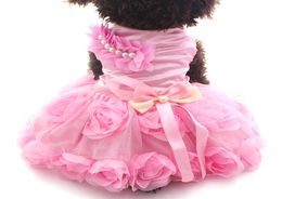 Small Dog Cat Princess Dress Shirt RosetteBow Design Puppy Dresses Skirt SpringSummer Outfit Clothes Apparel 2 Colours 6 sizes6596165